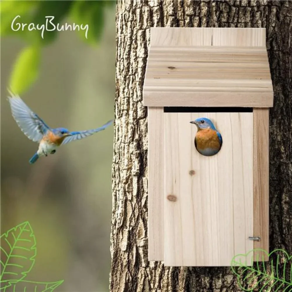 Cedar Bird Houses for Outside, Predator-Proof 1 3/8